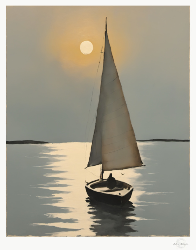 Minimal Sailboat artwork
